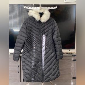 1X K.Jordan long Jacket with detachable faux hood fur.